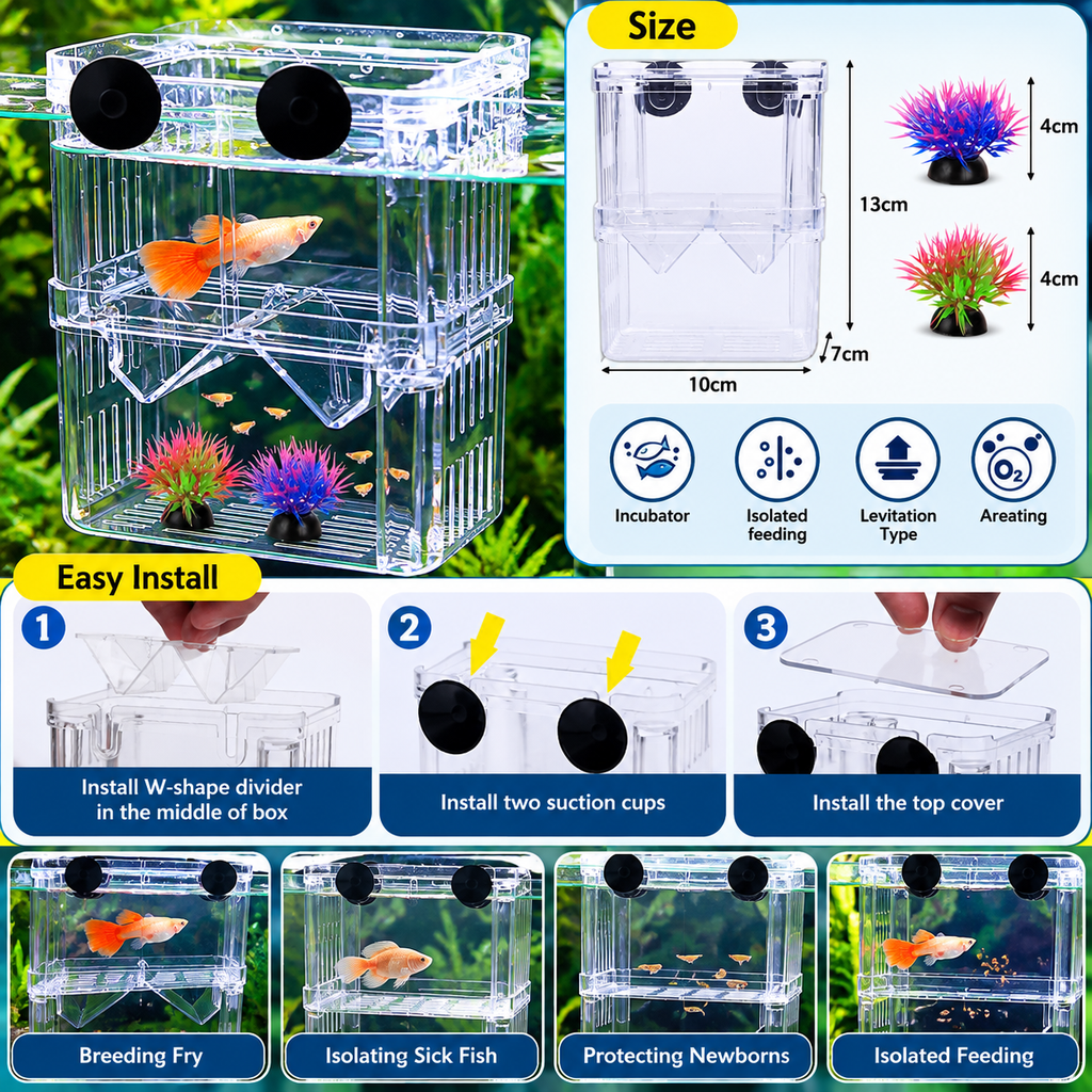 Aquarium Breeding & Isolation Box with Divider