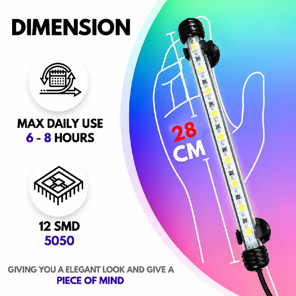 Aquarium LED Tube Dimension Guide.webp