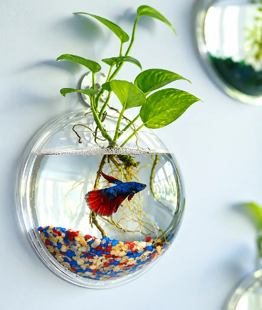 Wall-Mounted Betta Bowl with Pothos.webp